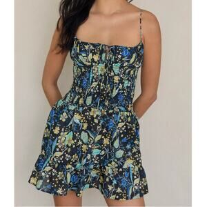 ANTHRO CELADINE NWT The Josephine Smocked Drop-Waist Dress: Mini Edition Blue L